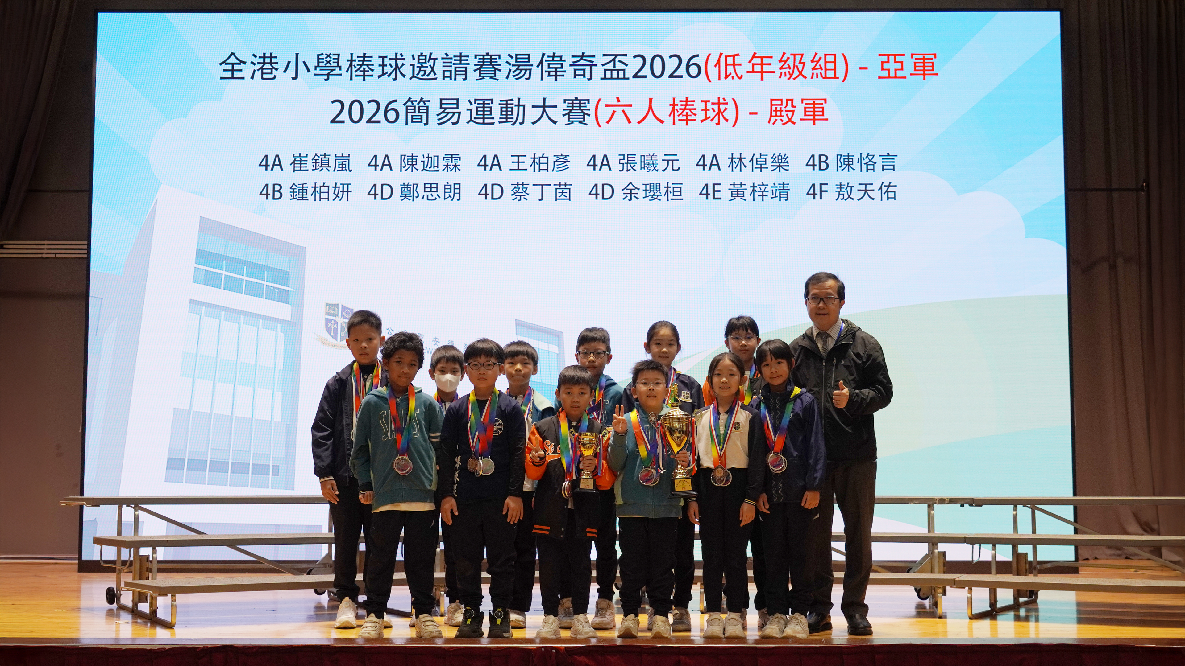 全港小學棒球邀請賽湯偉奇盃2026(低年級組)-亞軍 . 2026簡易運動大賽馬場六人捧球)-殿軍